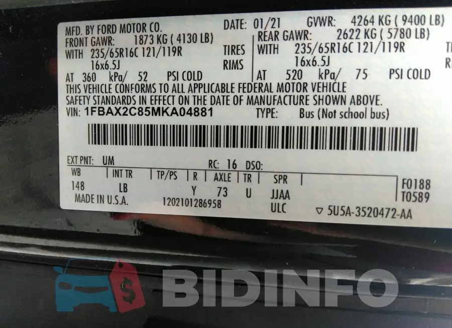 1FBAX2C85MKA04881 Photo# 9