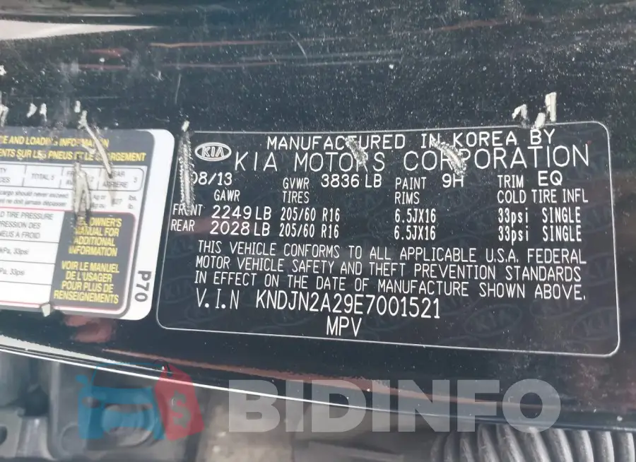 KNDJN2A29E7001521 Photo# 9
