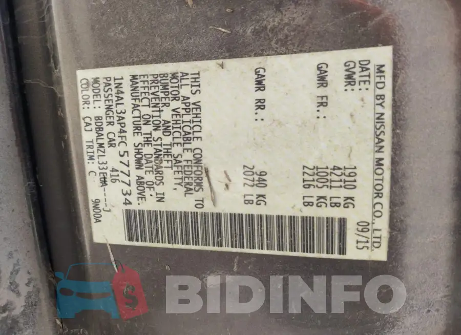 1N4AL3AP4FC577734 Photo# 9