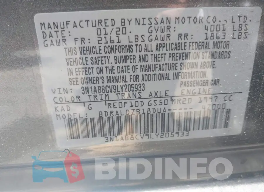 3N1AB8CV9LY205933 Photo# 9