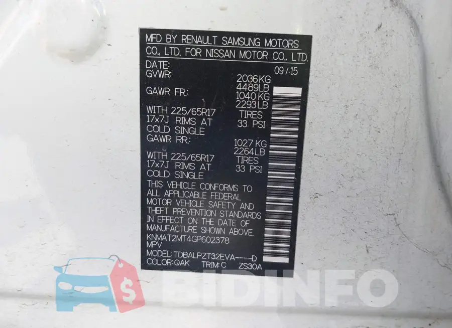KNMAT2MT4GP602378 Photo# 9