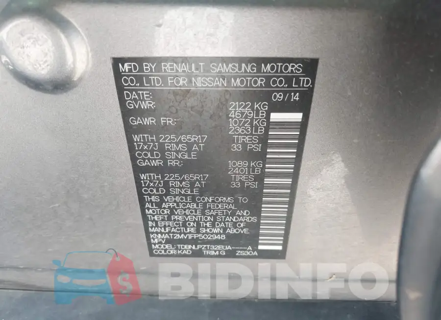 KNMAT2MV1FP502948 Photo# 9