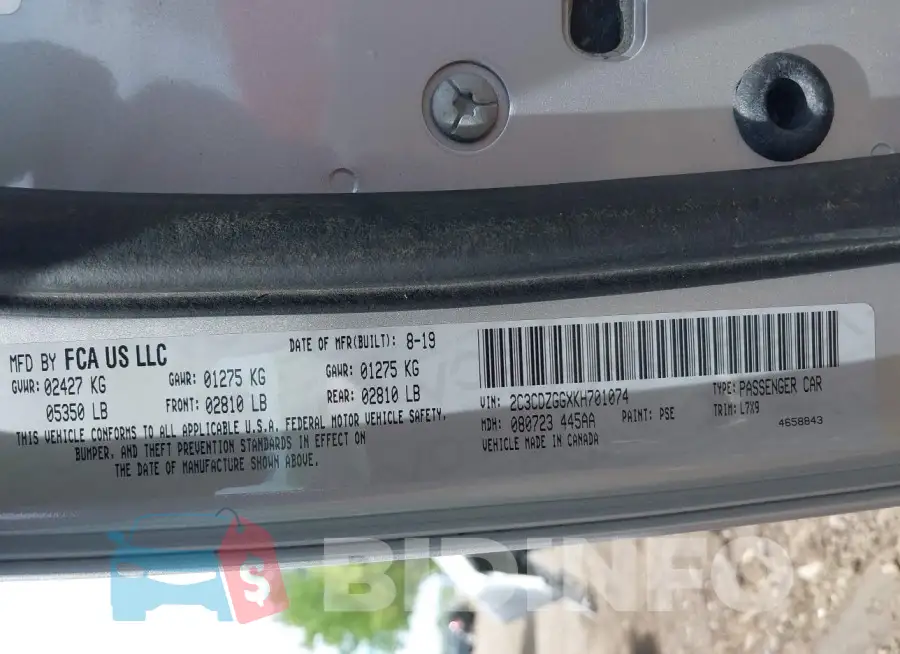 2C3CDZGGXKH701074 Photo# 9