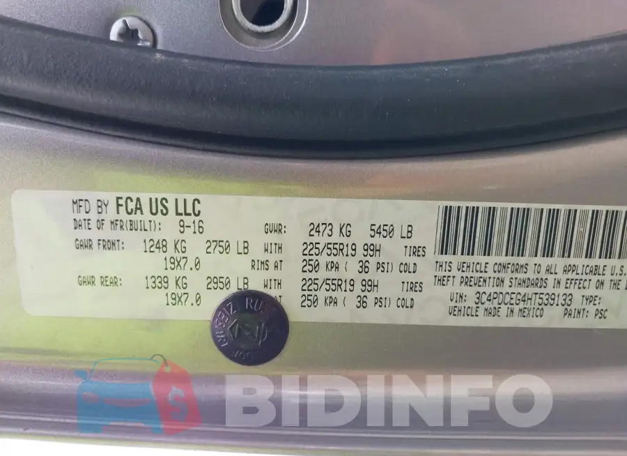 3C4PDCEG4HT539133 Photo# 9