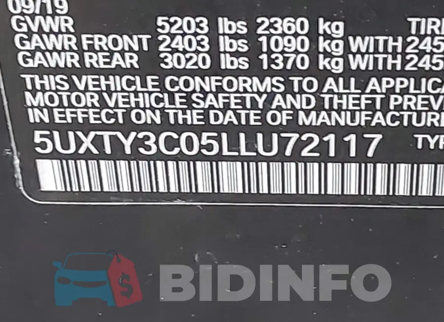 5UXTY3C05LLU72117 Photo# 9