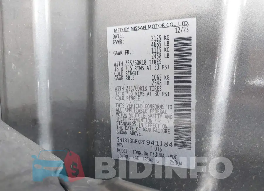 5N1BT3BBXPC941184 Photo# 9