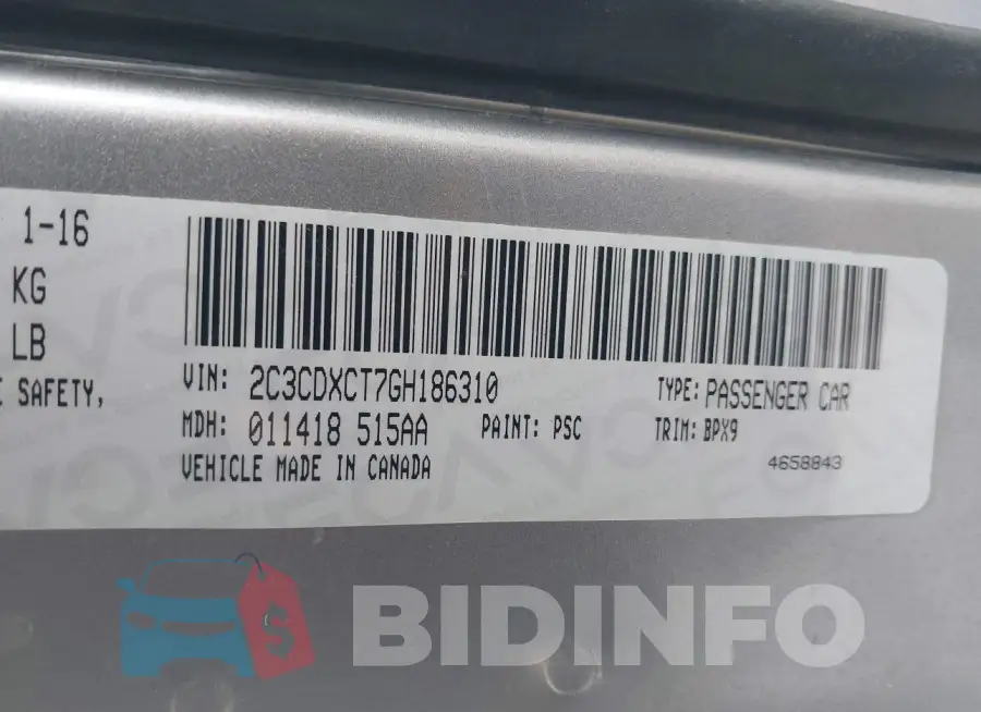 2C3CDXCT7GH186310 Photo# 9