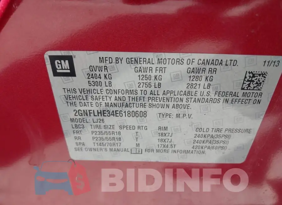 2GNFLHE34E6180608 Photo# 9