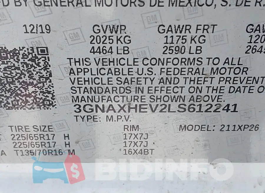 3GNAXHEV2LS612241 Photo# 9