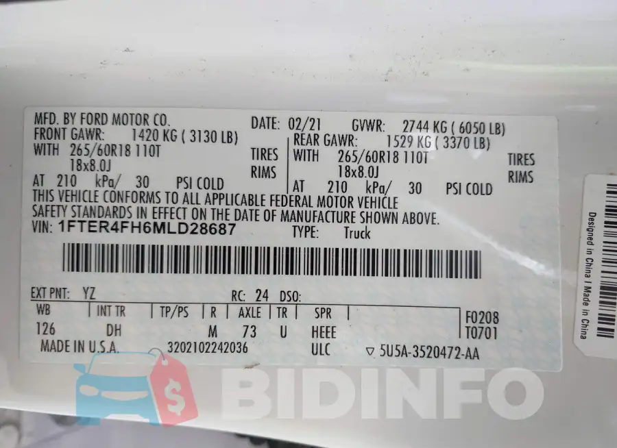 1FTER4FH6MLD28687 Photo# 9