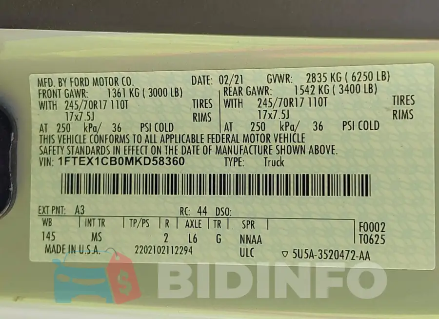 1FTEX1CB0MKD58360 Photo# 9
