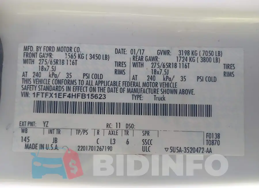 1FTFX1EF4HFB15623 Photo# 9