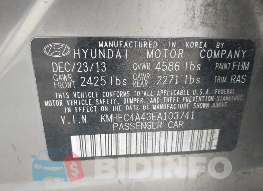 KMHEC4A43EA103741 Photo# 9