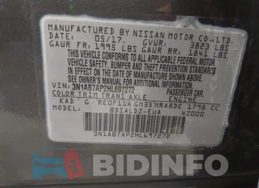 3N1AB7AP2HL697272 Photo# 9