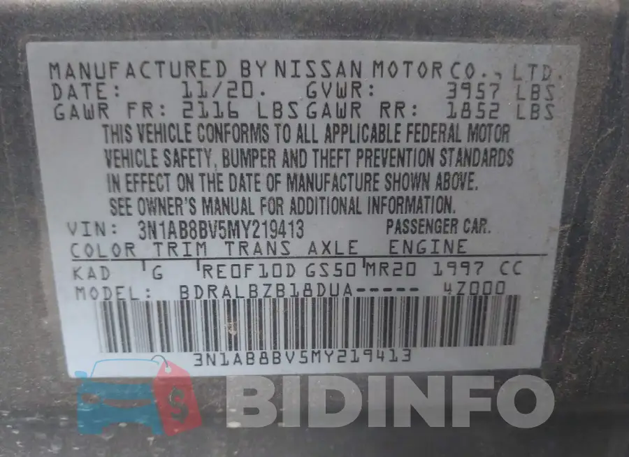 3N1AB8BV5MY219413 Photo# 9