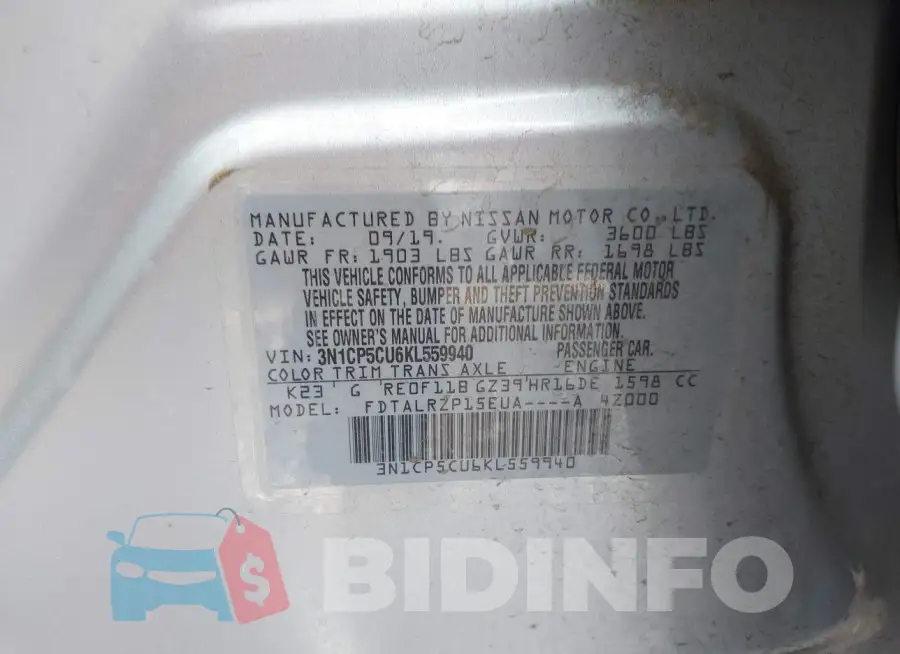 3N1CP5CU6KL559940 Photo# 9