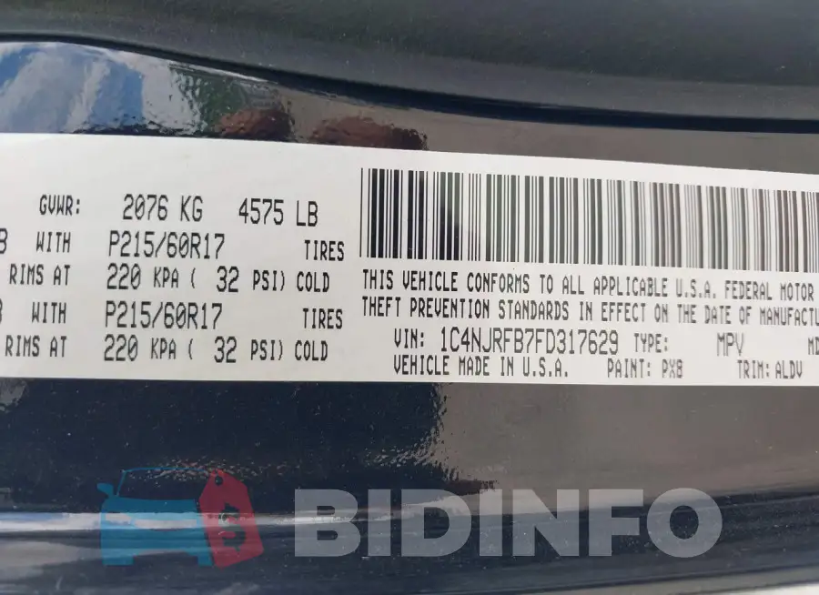 1C4NJRFB7FD317629 Photo# 9
