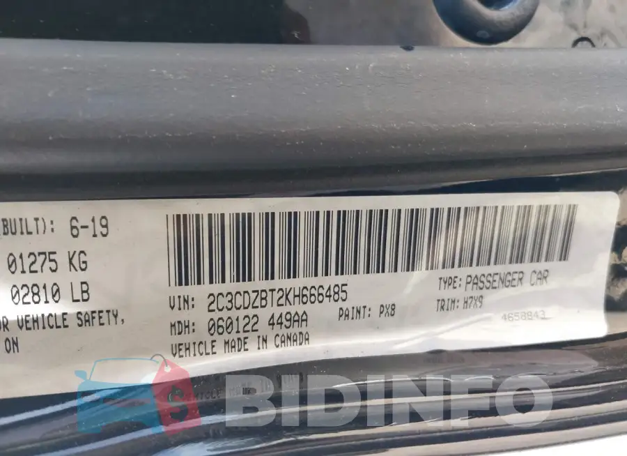 2C3CDZBT2KH666485 Photo# 9