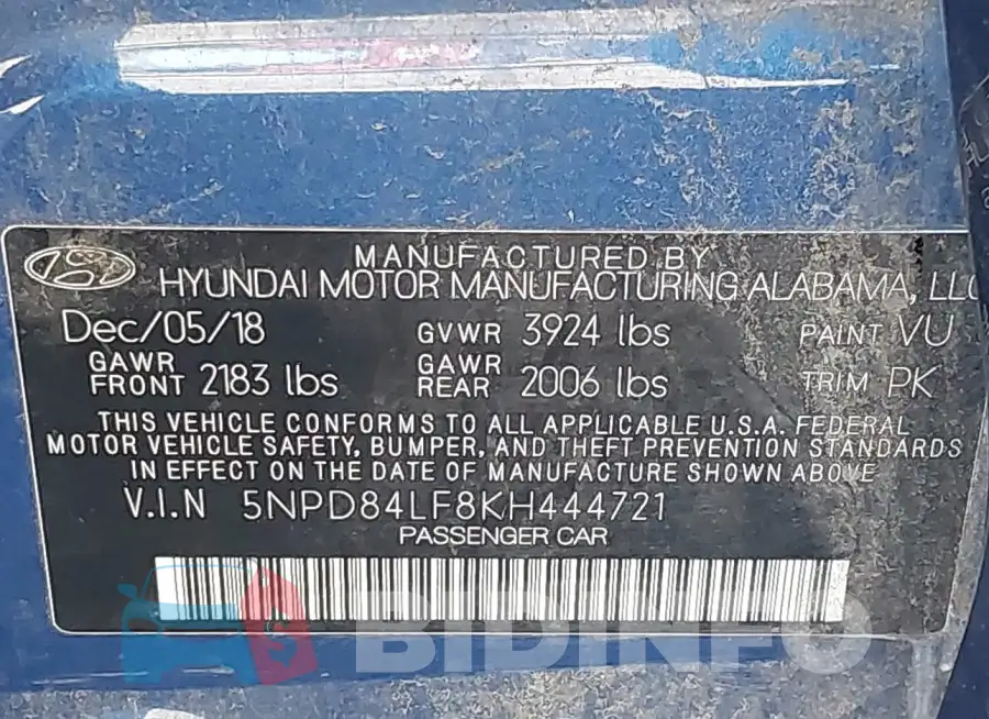 5NPD84LF8KH444721 Photo# 9