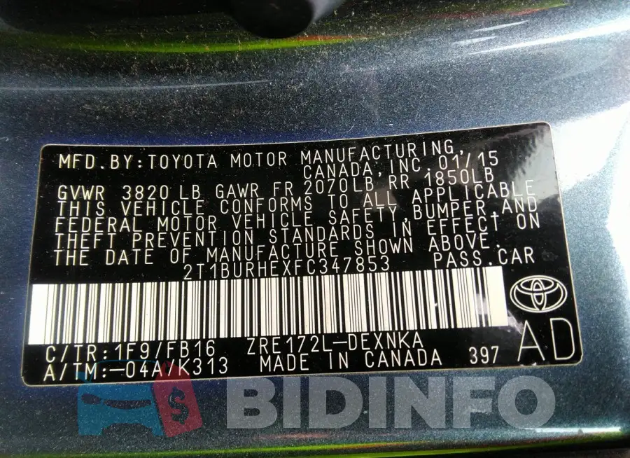 2T1BURHEXFC347853 Photo# 9