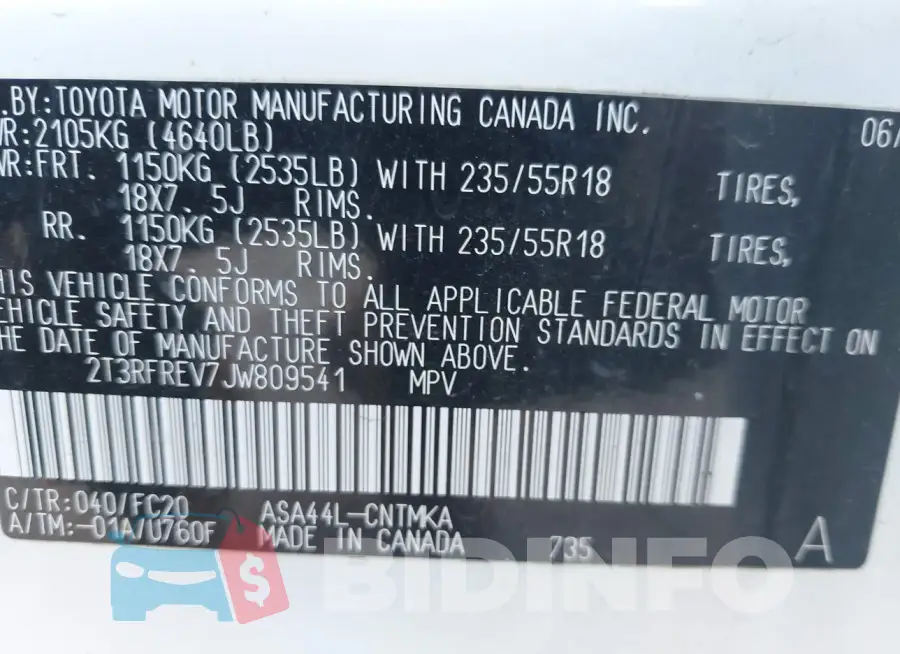 2T3RFREV7JW809541 Photo# 9