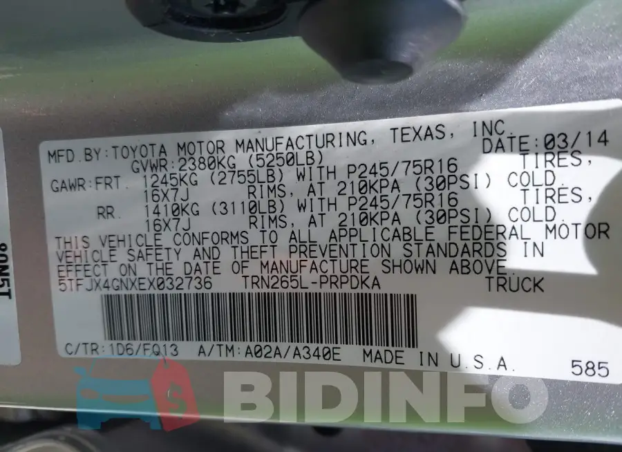 5TFJX4GNXEX032736 Photo# 9