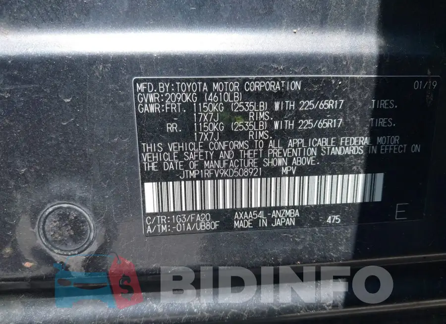 JTMP1RFV9KD508921 Photo# 9