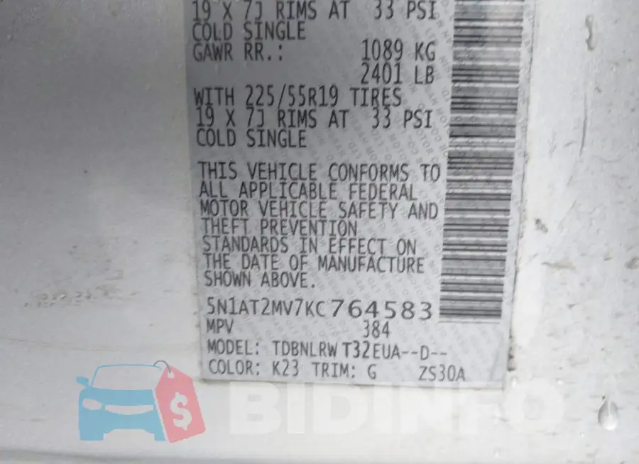 5N1AT2MV7KC764583 Photo# 9