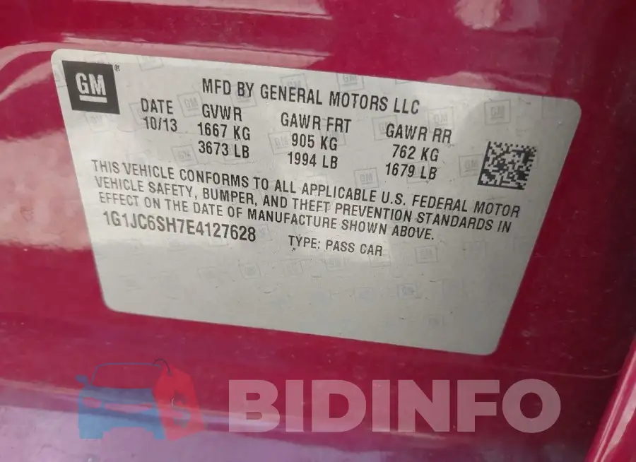 1G1JC6SH7E4127628 Photo# 9