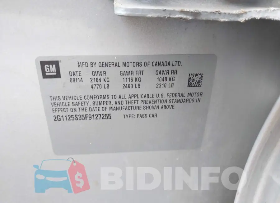 2G1125S35F9127255 Photo# 9