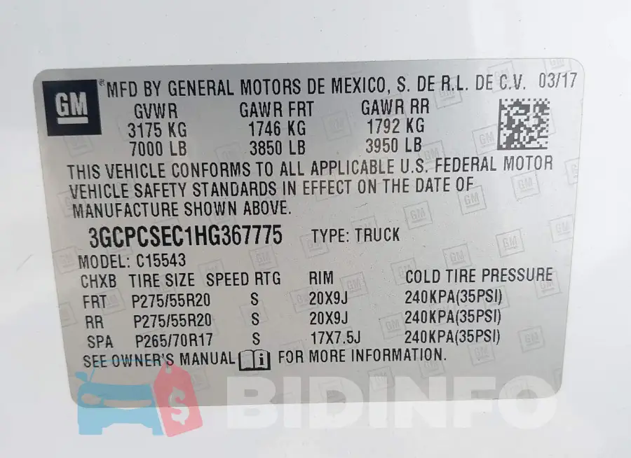 3GCPCSEC1HG367775 Photo# 9