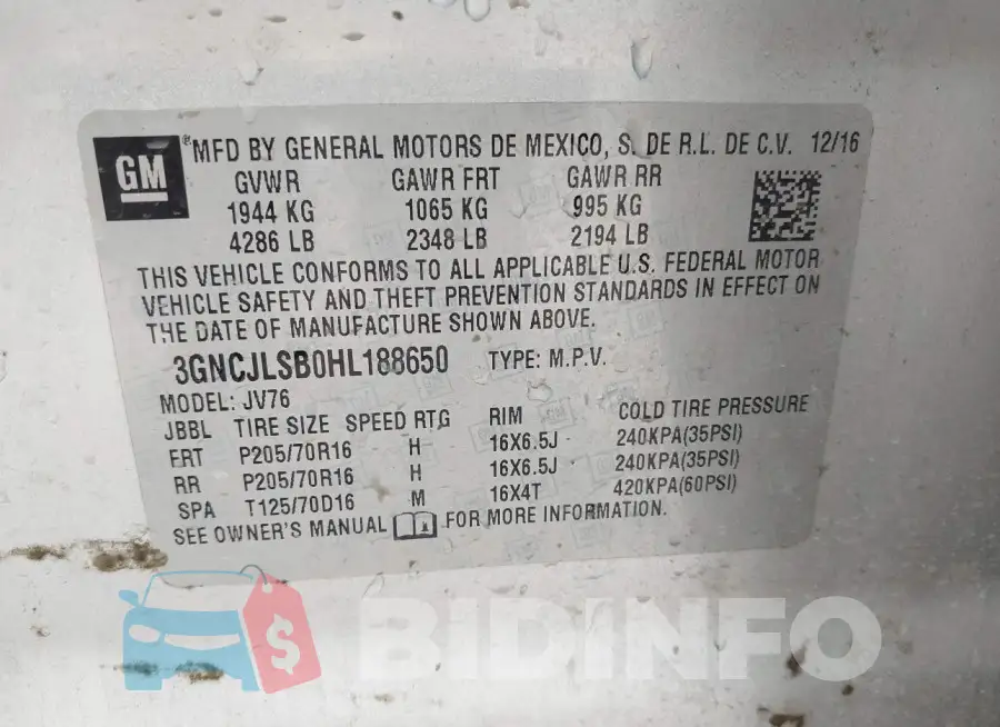 3GNCJLSB0HL188650 Photo# 9