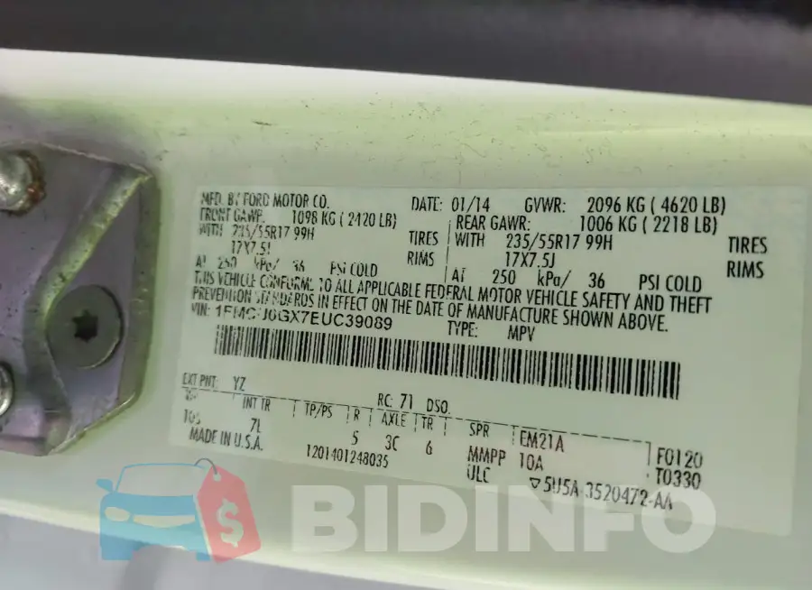 1FMCU0GX7EUC39089 Photo# 9