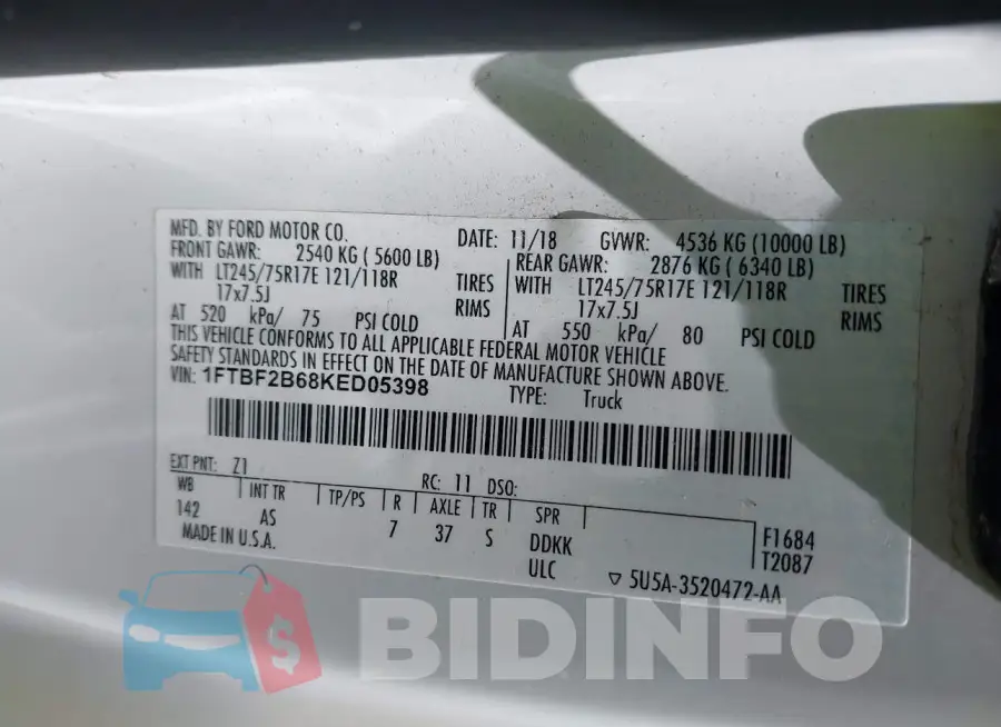 1FTBF2B68KED05398 Photo# 9