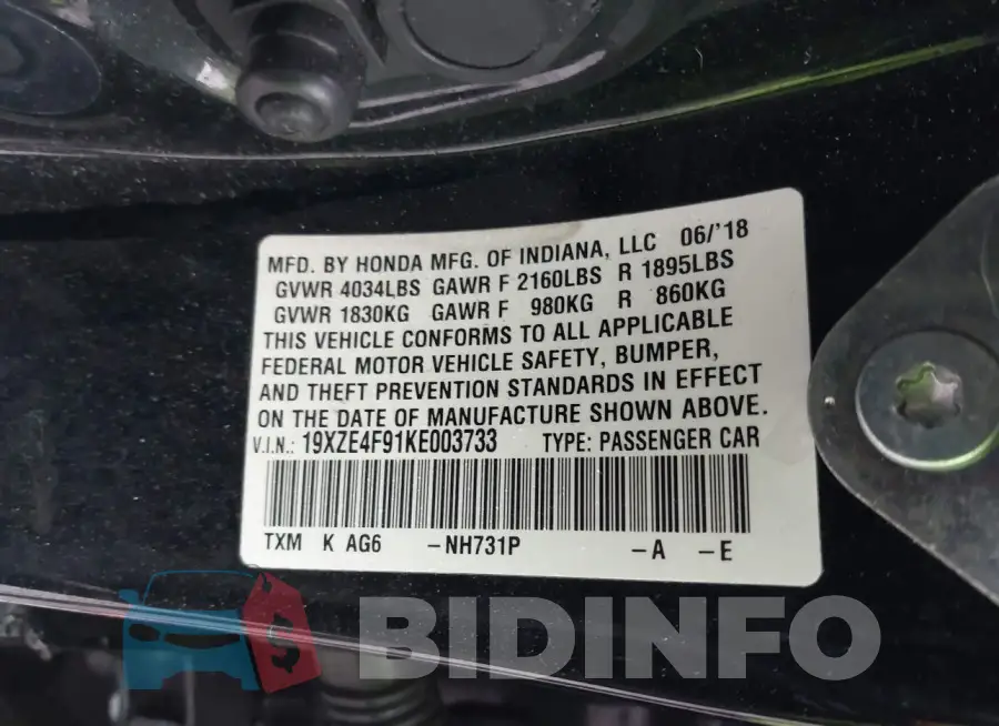 19XZE4F91KE003733 Photo# 9