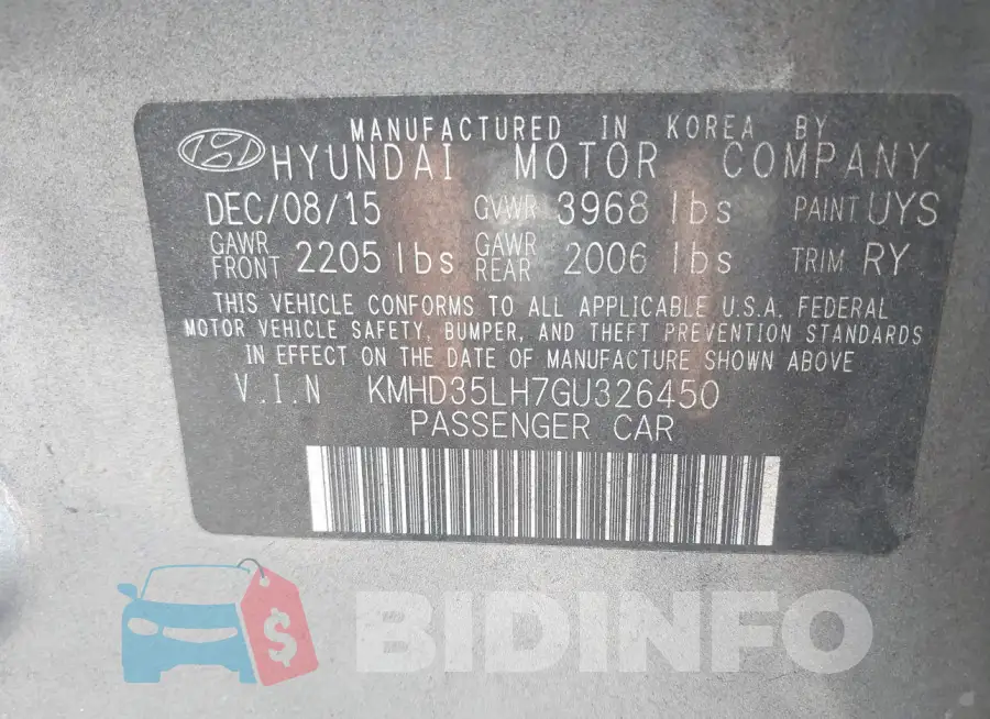 KMHD35LH7GU326450 Photo# 9