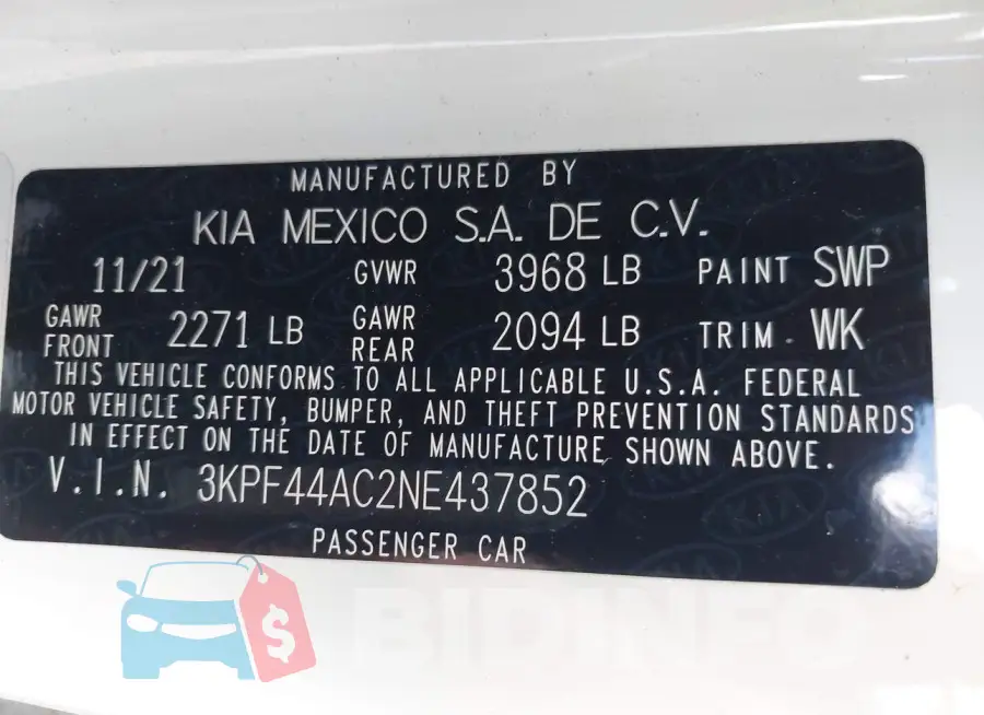 3KPF44AC2NE437852 Photo# 9