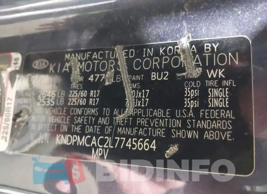KNDPMCAC2L7745664 Photo# 9