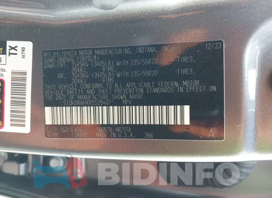 5TDKDRAHXRS529407 Photo# 9