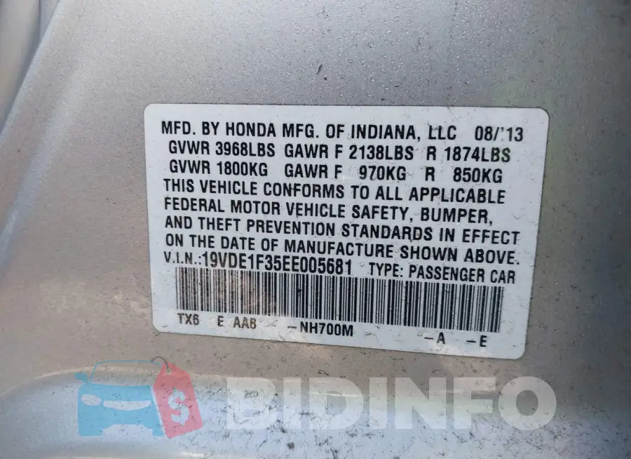 19VDE1F35EE005681 Photo# 9