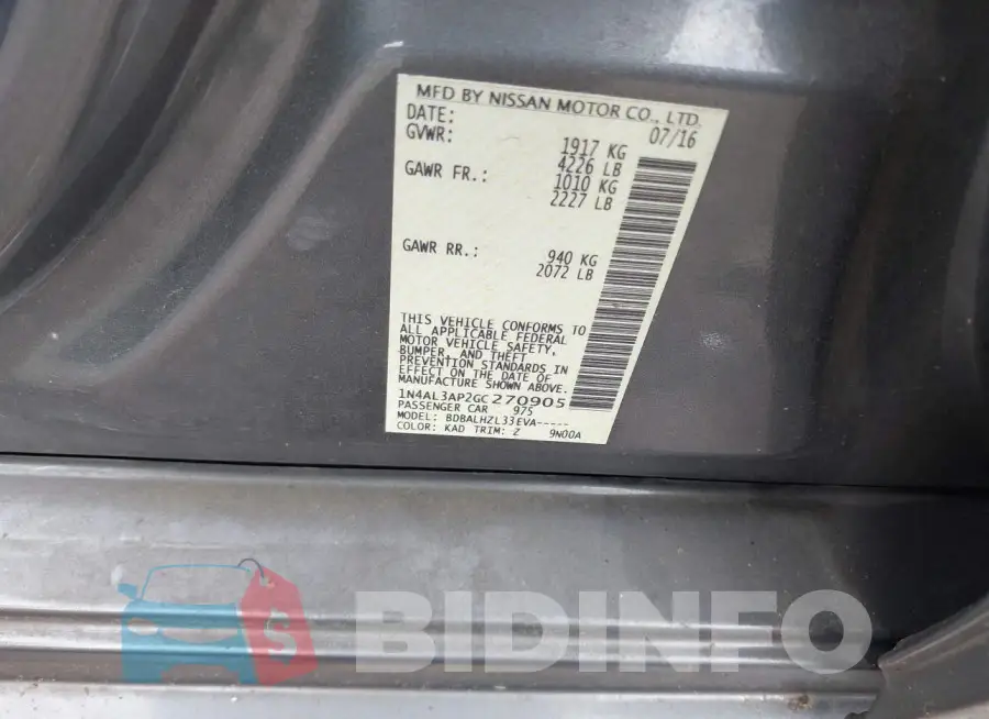1N4AL3AP2GC270905 Photo# 9