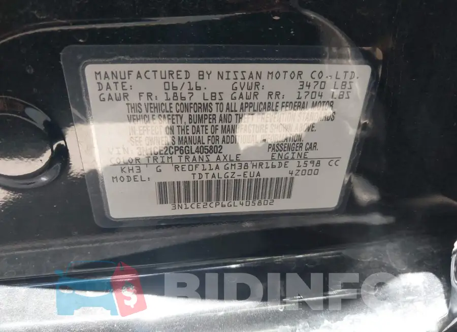 3N1CE2CP6GL405802 Photo# 9