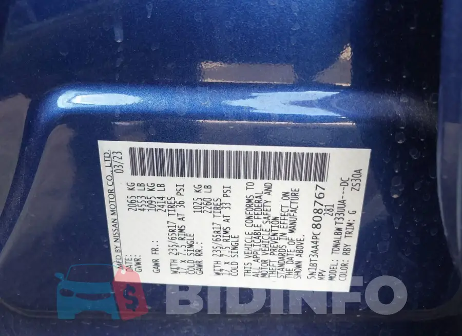 5N1BT3AA4PC808767 Photo# 9