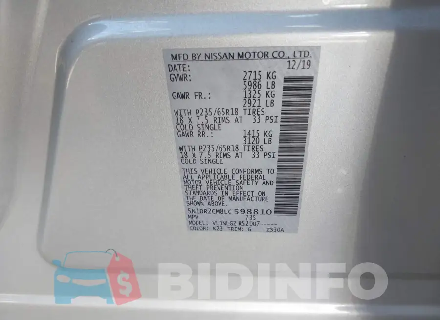 5N1DR2CM8LC598810 Photo# 9