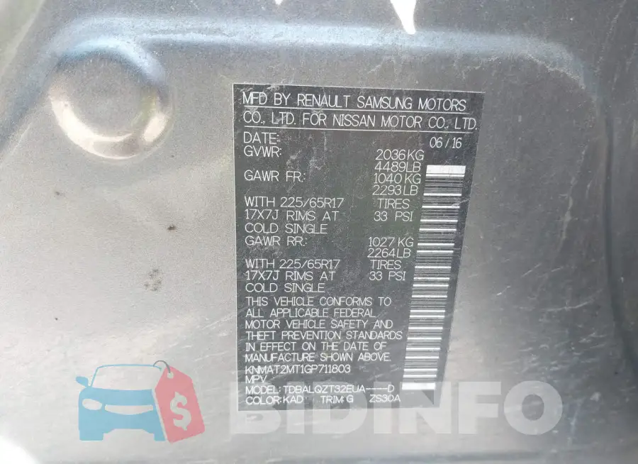 KNMAT2MT1GP711803 Photo# 9