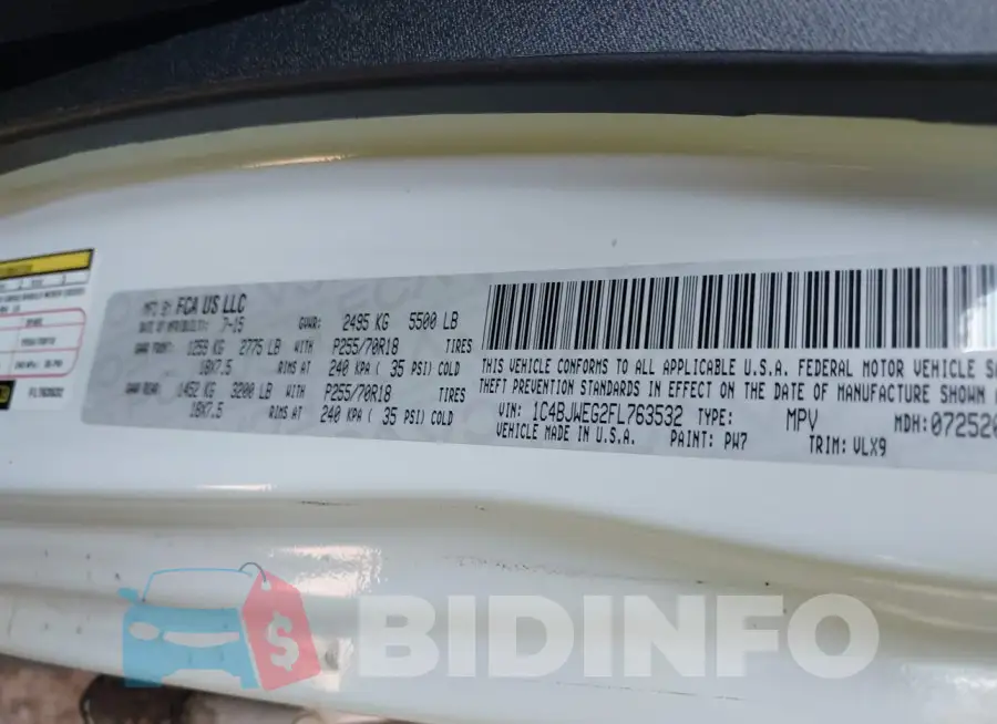 1C4BJWEG2FL763532 Photo# 9
