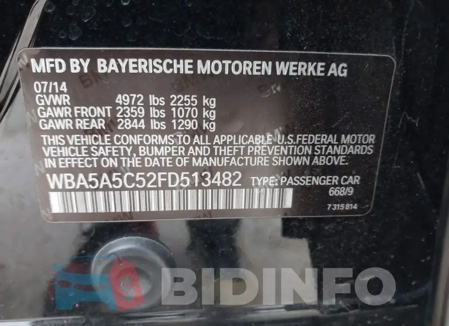 WBA5A5C52FD513482 Photo# 9