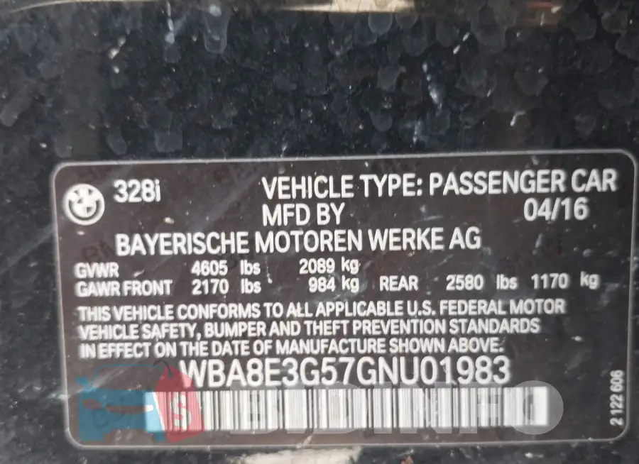 WBA8E3G57GNU01983 Photo# 9