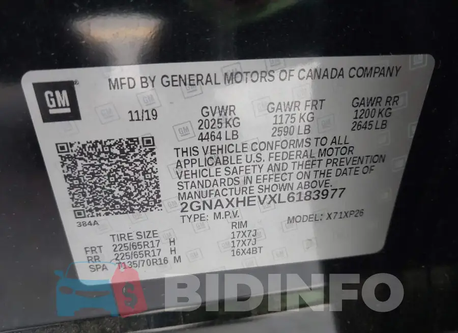 2GNAXHEVXL6183977 Photo# 9
