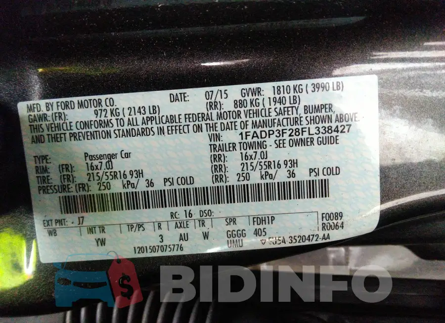 1FADP3F28FL338427 Photo# 9